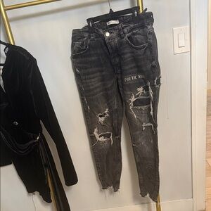 Zara Black Distressed Skinny Jeans